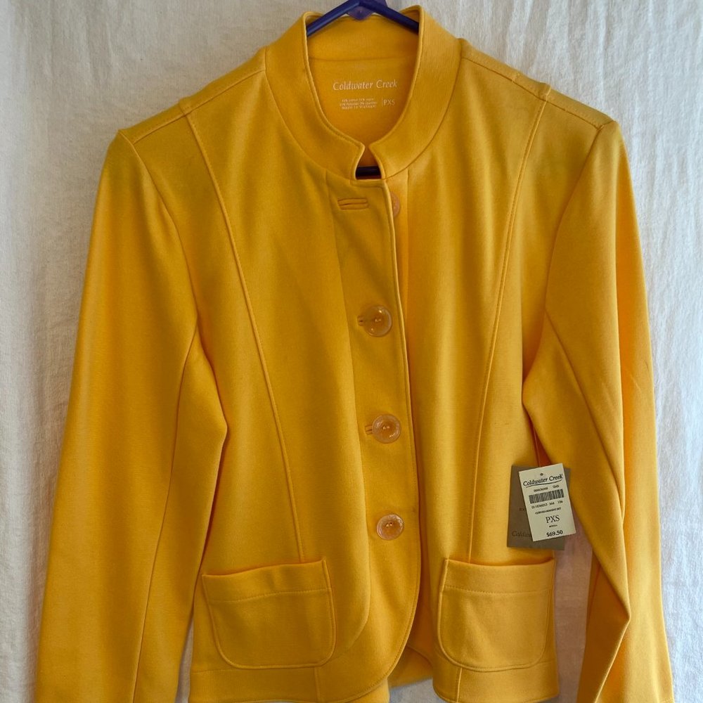 Coldwater Creek Women's Yellow Curved Hem Knit Jacket Petite XS